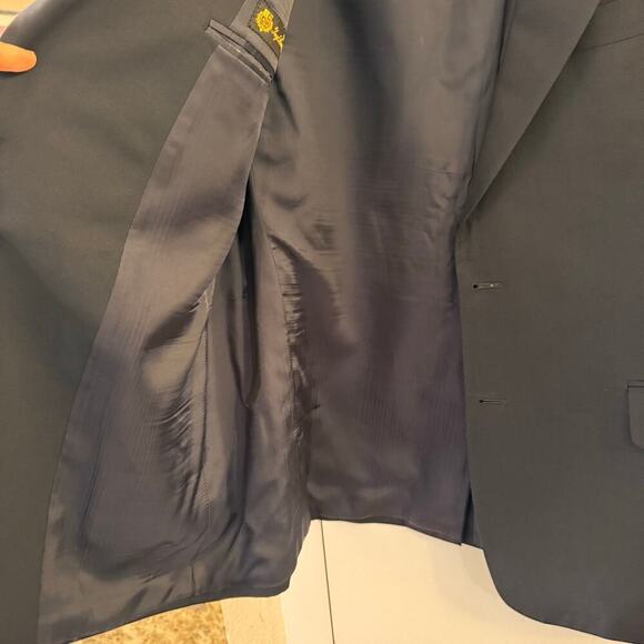 Brooks Brothers x Loro Piana Wool Brooksease Blue Blazer Coat Gold Buttons 42R - Picture 8 of 14